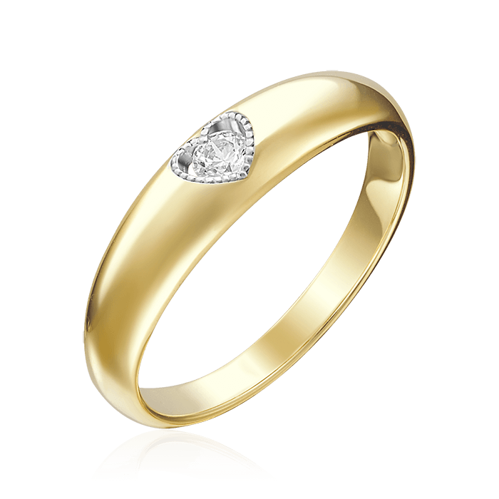 Кольцо с 1 бриллиантом из желтого золота 585, фото № 1