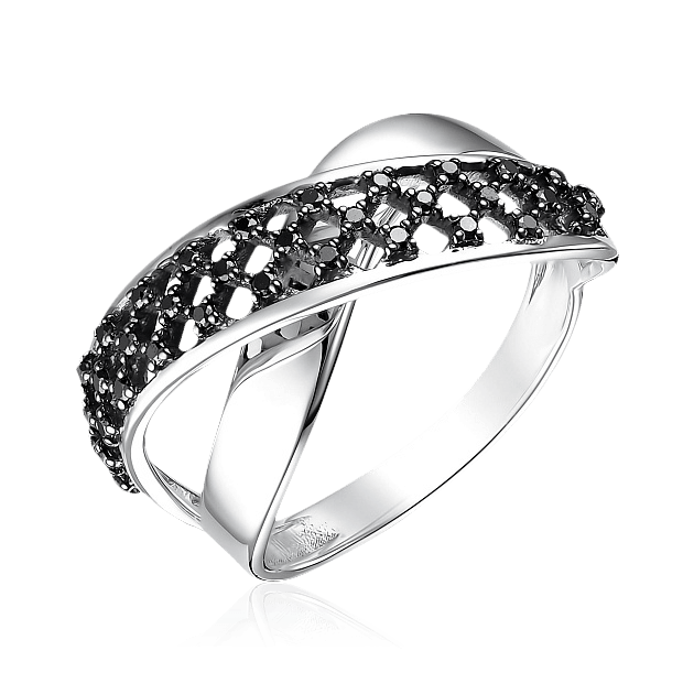 Кольцо с бриллиантами из белого золота 585 пробы, фото № 1
