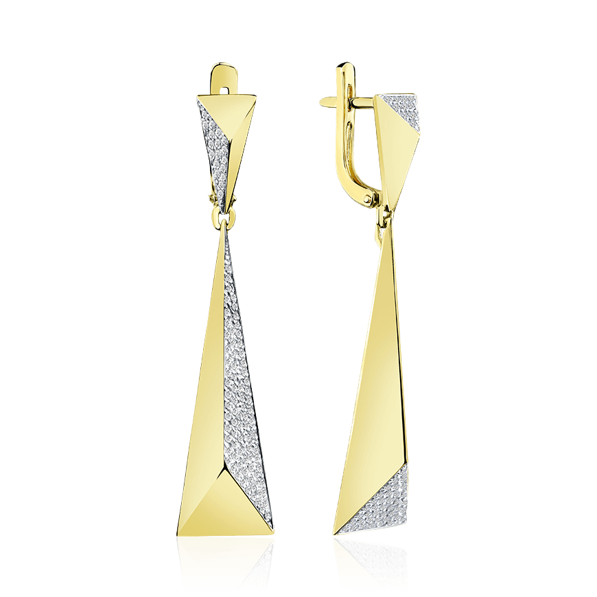 Серьги с бриллиантами из желтого золота 585 пробы (арт. 102734)