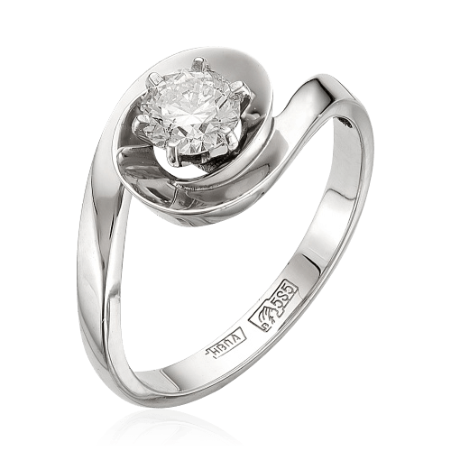 Кольцо с 1 бриллиантом из белого золота 585 (арт. 51920)