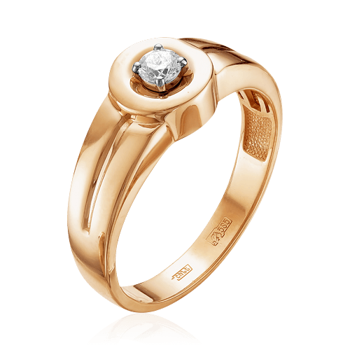Мужское кольцо с бриллиантами из красного золота 585 пробы (арт. 49089)