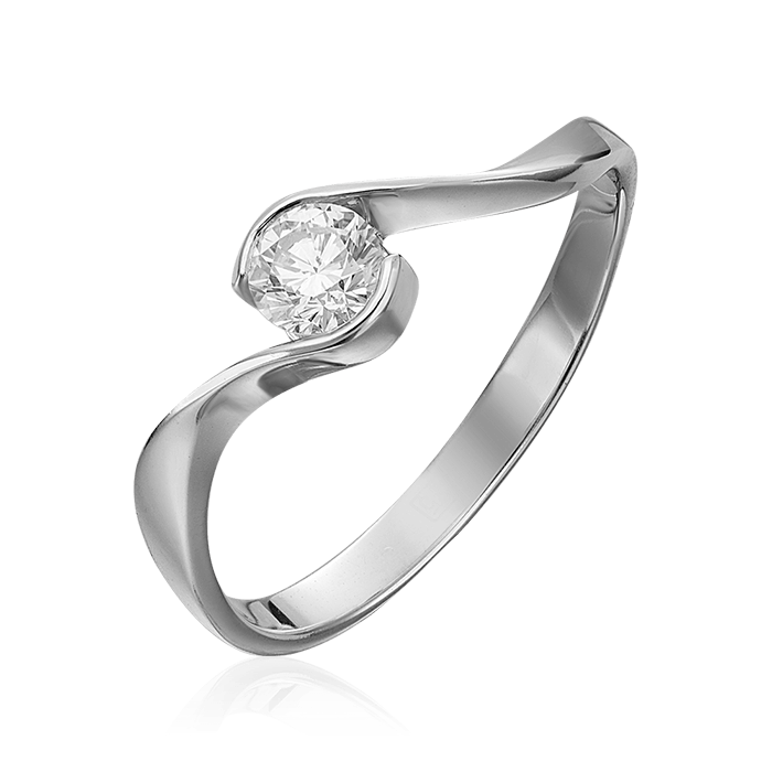 Кольцо с 1 бриллиантом из белого золота 585 (арт. 73153)