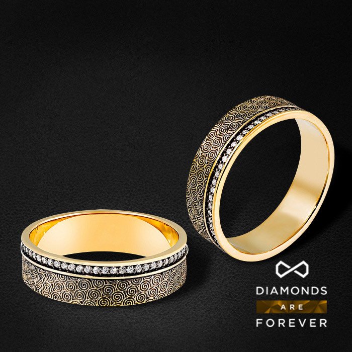 Мужское кольцо с бриллиантами в желтом золоте 585 пробы (арт. 33163)