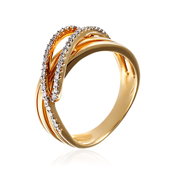 Кольцо с бриллиантами из желтого золота 585 (арт. 40899)
