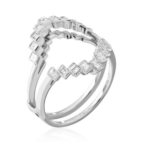 Кольцо-трансформер с гранатом, бриллиантами из белого золота 750 пробы, фото № 4