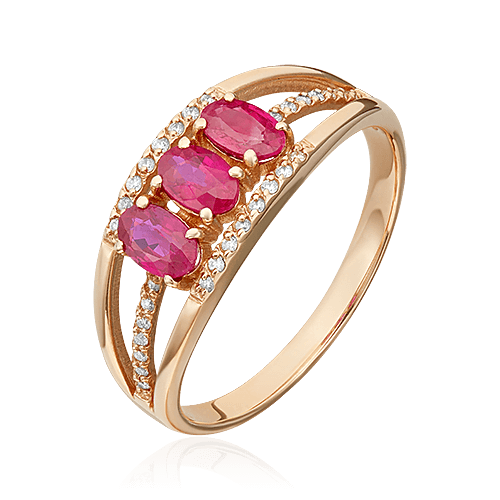 Кольцо с рубином, бриллиантами из красного золота 585 пробы (арт. 89264)