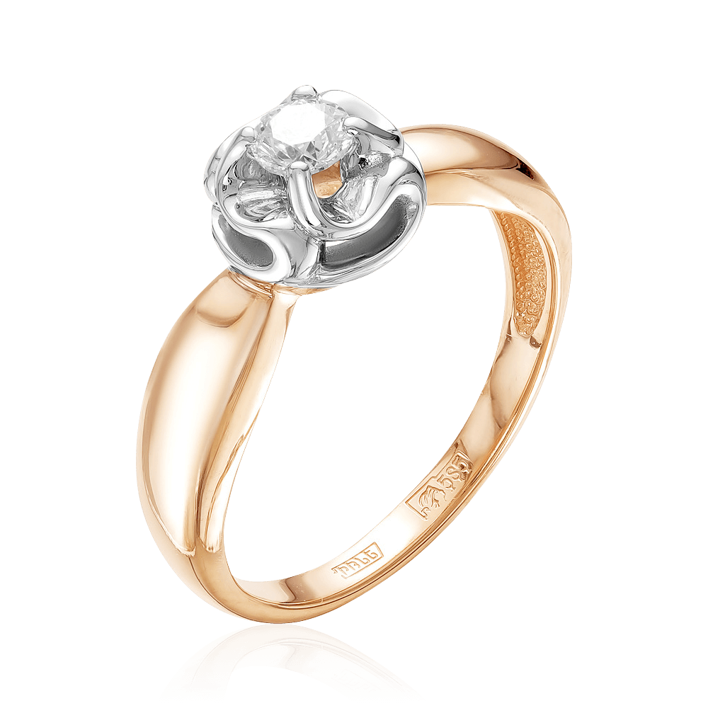 Кольцо с бриллиантами из комбинированного золота 585 (арт. 52681)
