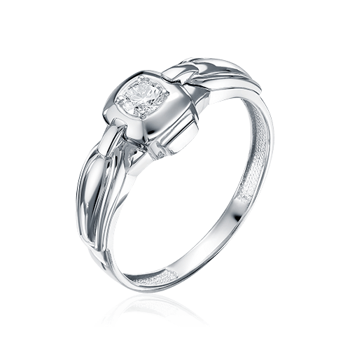 Мужское кольцо с бриллиантами из белого золота 585 пробы (арт. 68051)