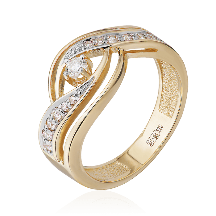 Кольцо с бриллиантами из комбинированного золота 585 (арт. 88076)