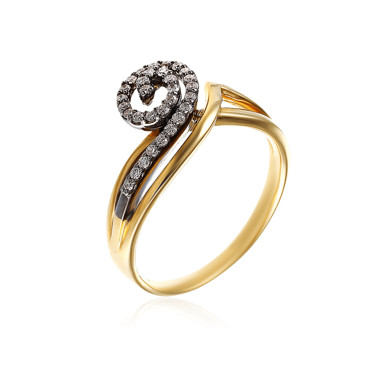 Кольцо с бриллиантами из желтого золота 585 (арт. 40906)