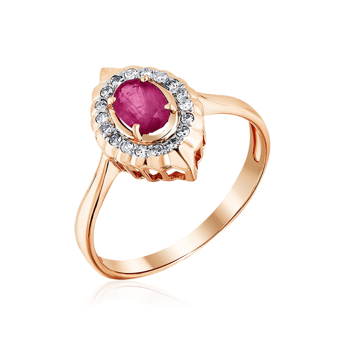Кольцо с рубином, бриллиантами из красного золота 585 пробы (арт. 63277)