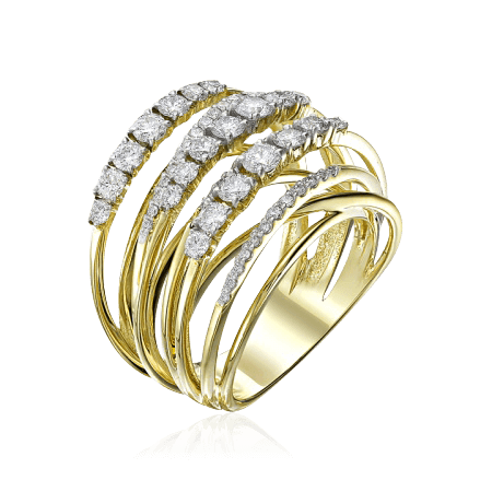 Кольцо с бриллиантами из желтого золота 585 (арт. 52012)
