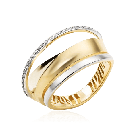 Кольцо с бриллиантами из желтого золота 585 пробы (арт. 103640)