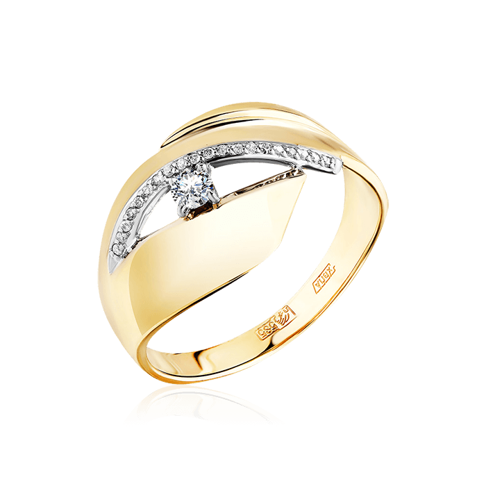 Кольцо с бриллиантами из желтого золота 585 (арт. 73846)