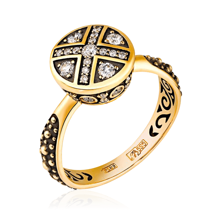 Кольцо с бриллиантами в желтом золоте, фото № 1