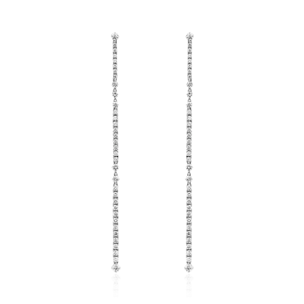 Длинные серьги дорожки с бриллиантами из белого золота 750 пробы (арт. 98044)