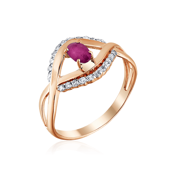Кольцо с рубином, бриллиантами из красного золота 585 пробы (арт. 63246)
