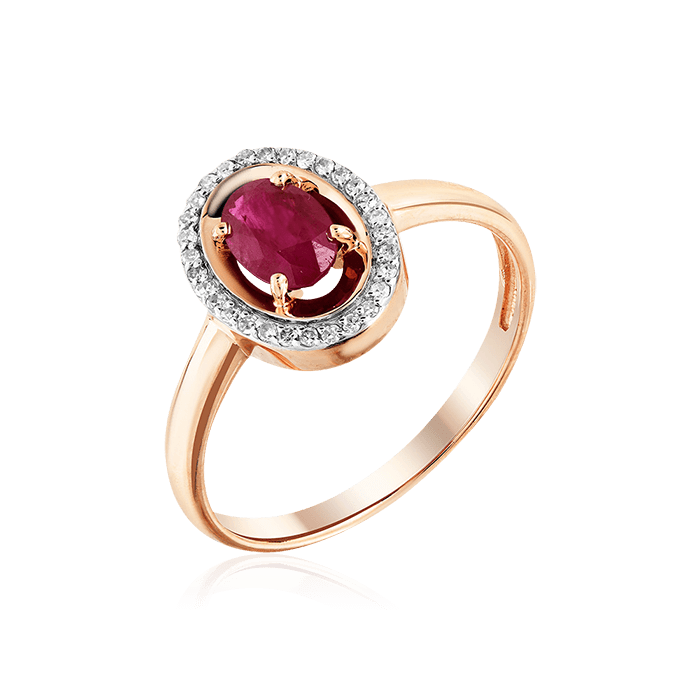 Кольцо с рубином, бриллиантами из красного золота 585 пробы (арт. 63254)