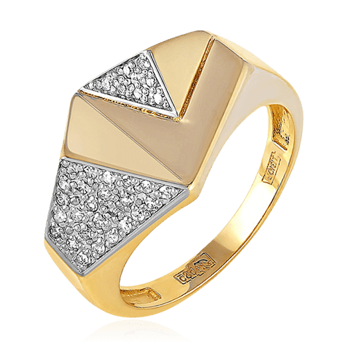 Кольцо с бриллиантами из желтого золота 585 (арт. 82222)