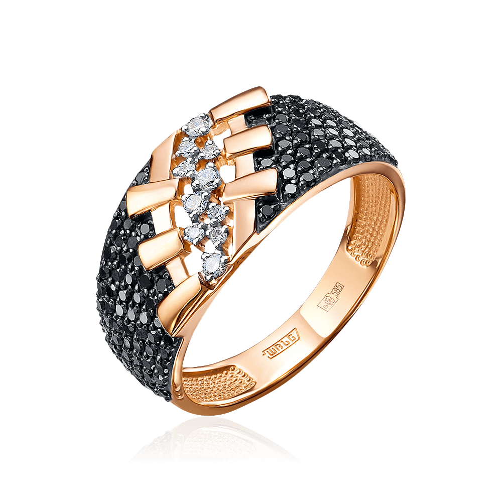 Кольцо с бриллиантами из красного золота 585 пробы (арт. 102307)