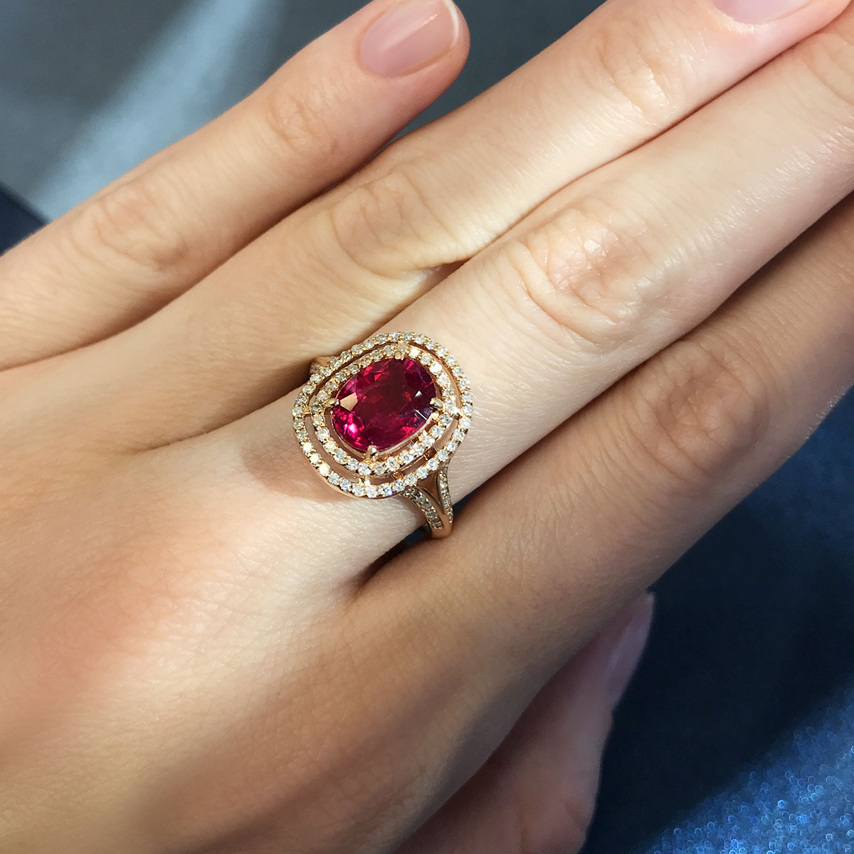 Кольцо с рубинами, бриллиантами из красного золота 585 пробы, фото № 5