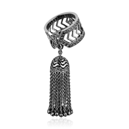Кольцо-кисть с бриллиантами из черненого золота 750 (арт. 91474)