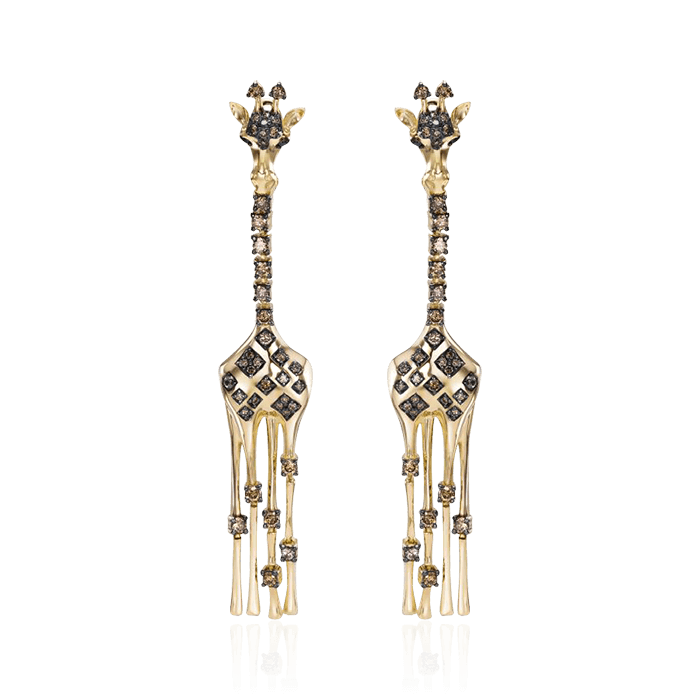 Серьги Жирафы с бриллиантами из желтого золота 585 пробы (арт. 66282)