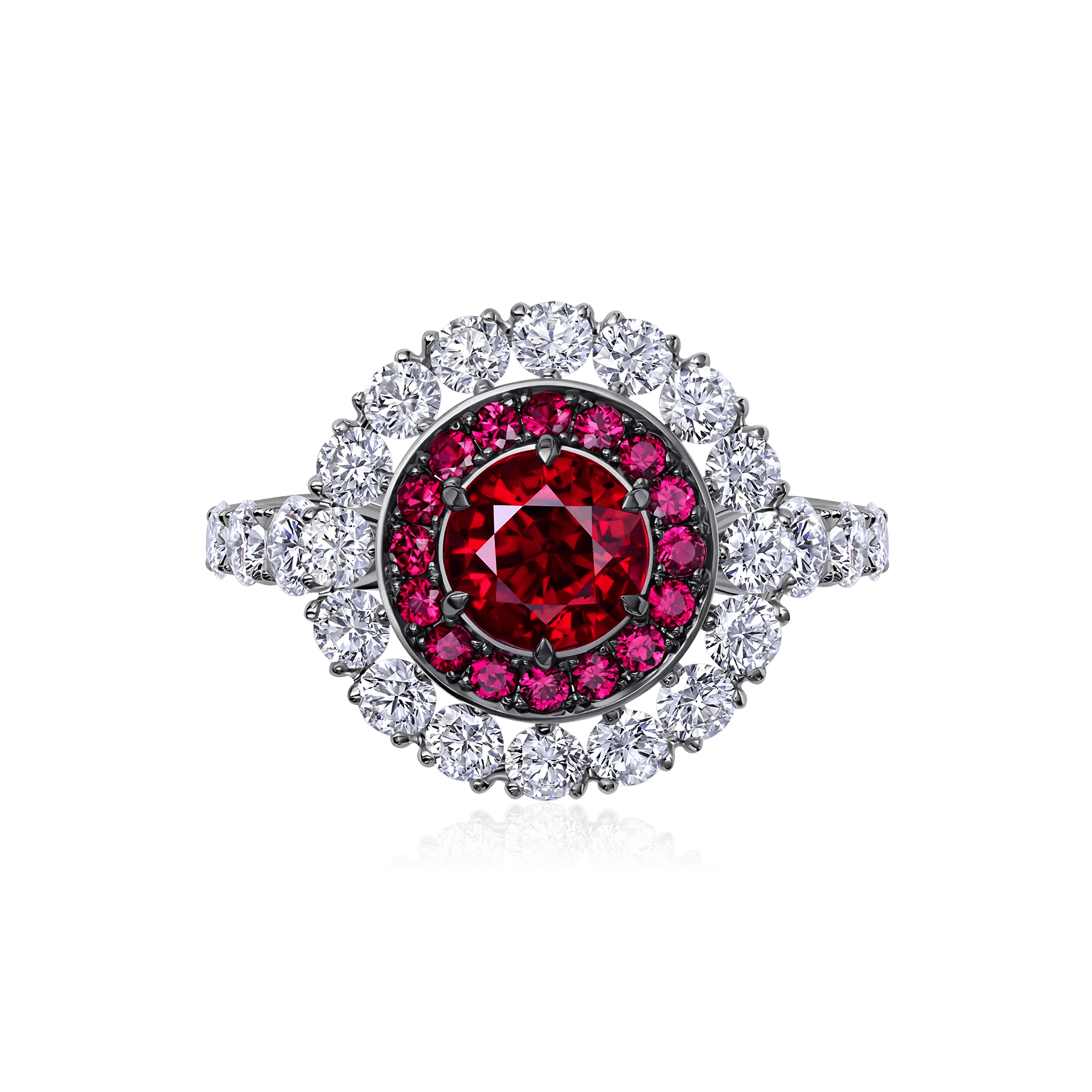 Кольцо с рубином, бриллиантами из белого золота 750 пробы, фото № 4