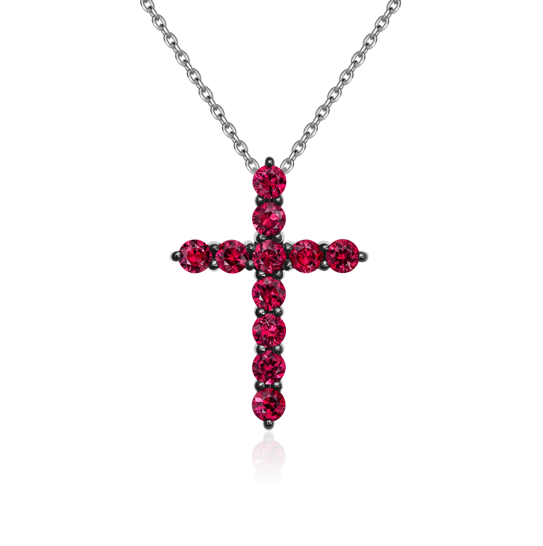 Крестик с рубином, бриллиантами из белого золота 585 пробы, фото № 1