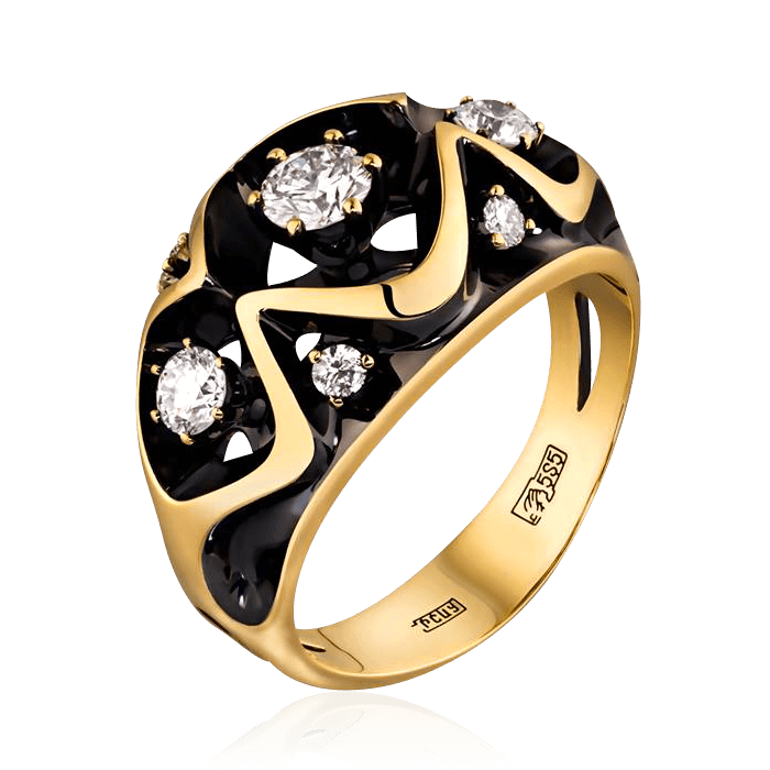 Кольцо с бриллиантами из комбинированного золота 585 (арт. 37918)