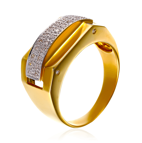 Мужское кольцо с бриллиантами из желтого золота 585 пробы (арт. 50727)