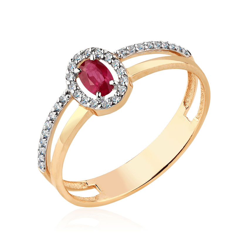 Кольцо с рубином, бриллиантами из красного золота 585 пробы (арт. 95918)