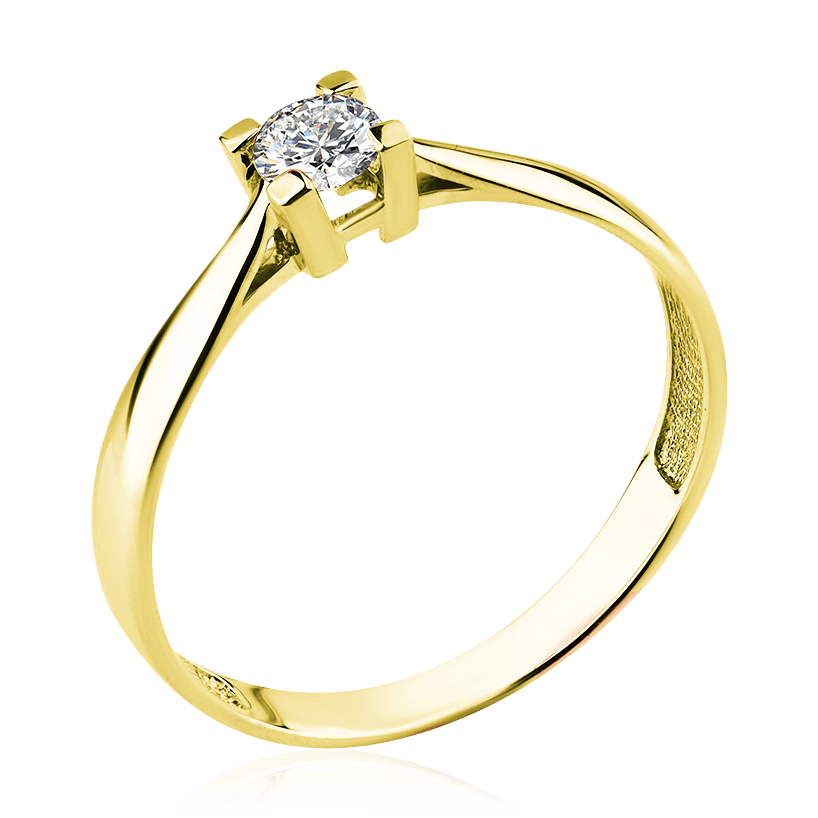 Кольцо с 1 бриллиантом из желтого золота 585 пробы (арт. 92118)