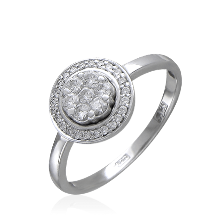 Кольцо малинка с бриллиантами из белого золота 750, фото № 1