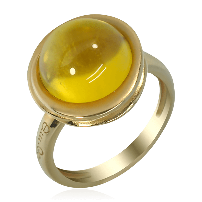 Кольцо с цитрином из красного золота 585 пробы, фото № 1
