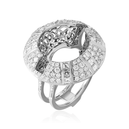 Кольцо трансформер с шпинелью, бриллиантами из белого золота 750 пробы, фото № 5