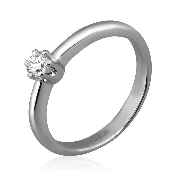 Кольцо с 1 бриллиантом из белого золота 585, фото № 2