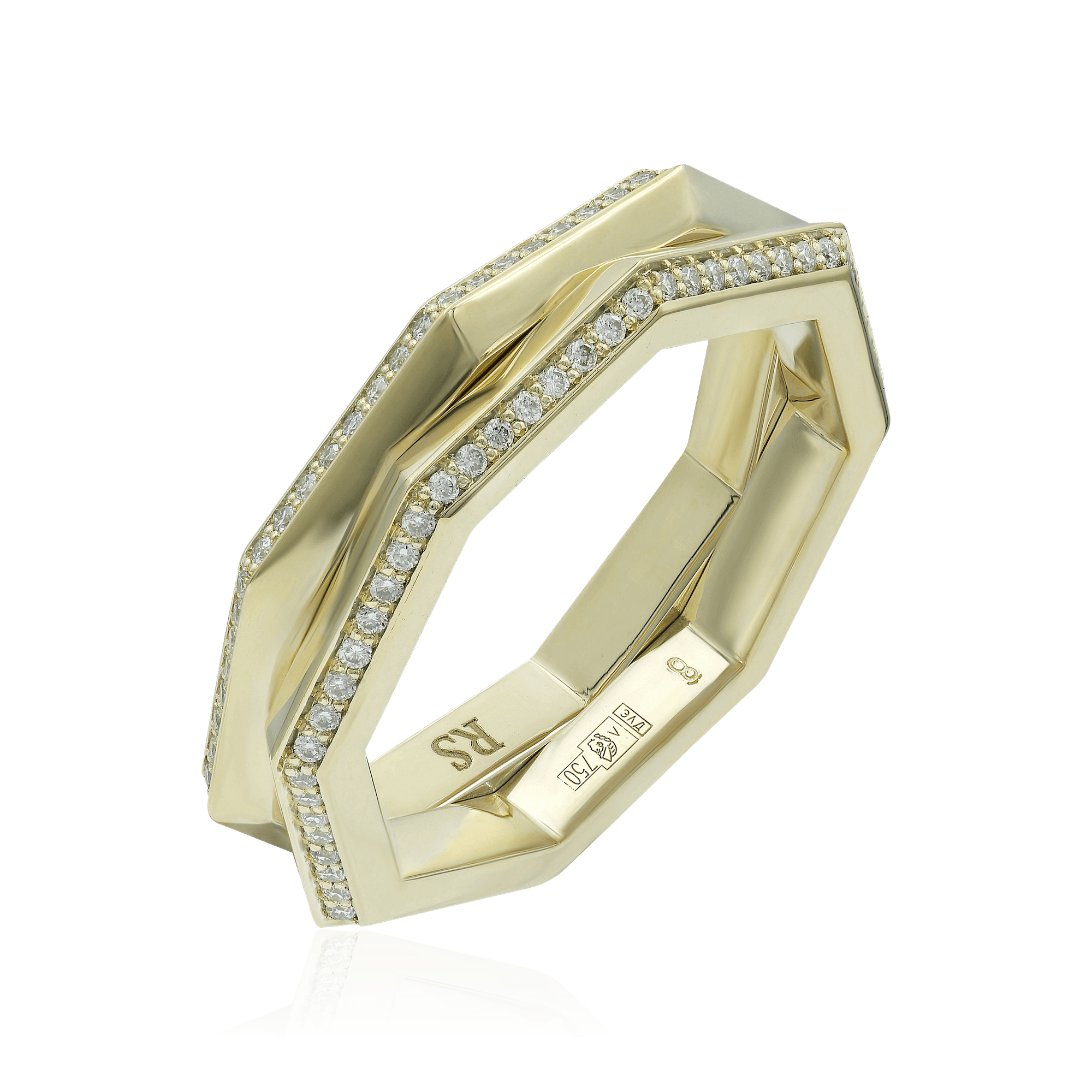 Кольцо с бриллиантами из желтого золота 750 пробы (арт. 100492)