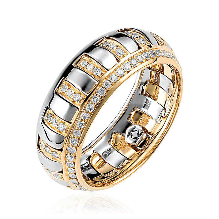 Кольцо с бриллиантами из комбинированного золота 585 пробы (арт. 80313)