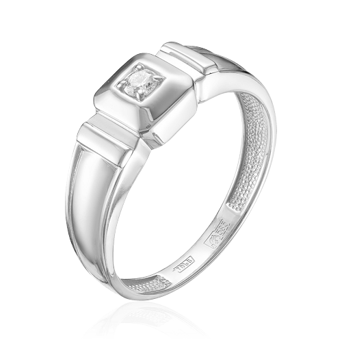 Мужское кольцо с бриллиантами из белого золота 585 пробы (арт. 52467)