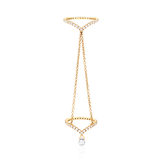Двойное кольцо с бриллиантами из розового золота 750 (арт. 91478)