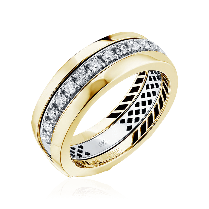 Кольцо с бриллиантами из желтого золота 585 пробы (арт. 100014)
