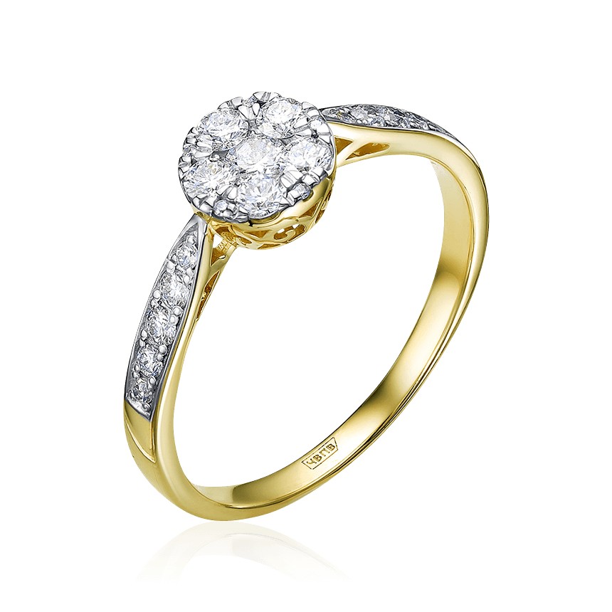 Кольцо с бриллиантами из желтого золота 585 пробы (арт. 92539)