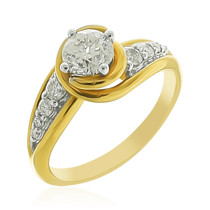 Кольцо с бриллиантами из желтого золота 585 (арт. 81542)