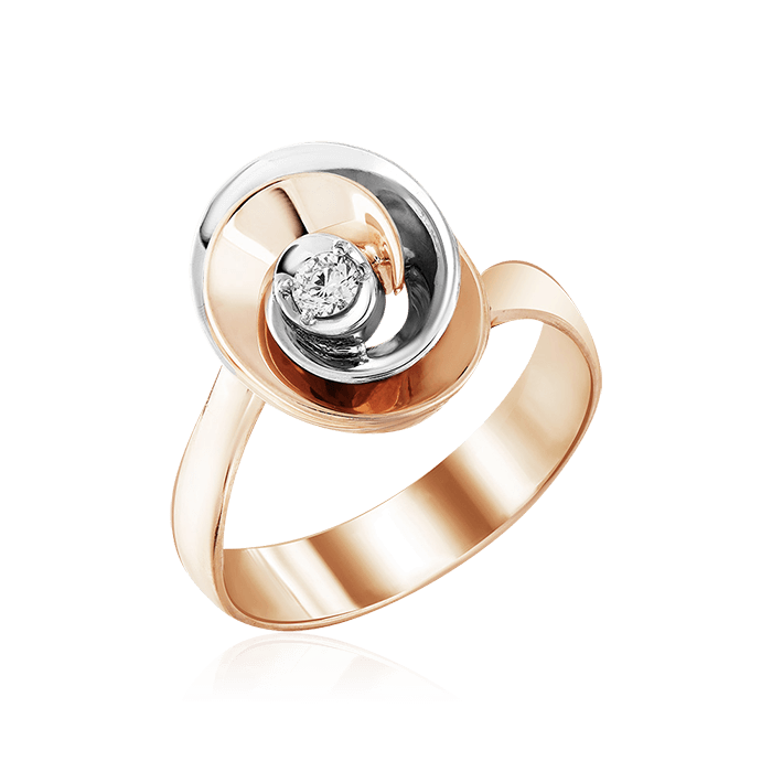 Кольцо с бриллиантами из комбинированного золота 585 (арт. 63336)
