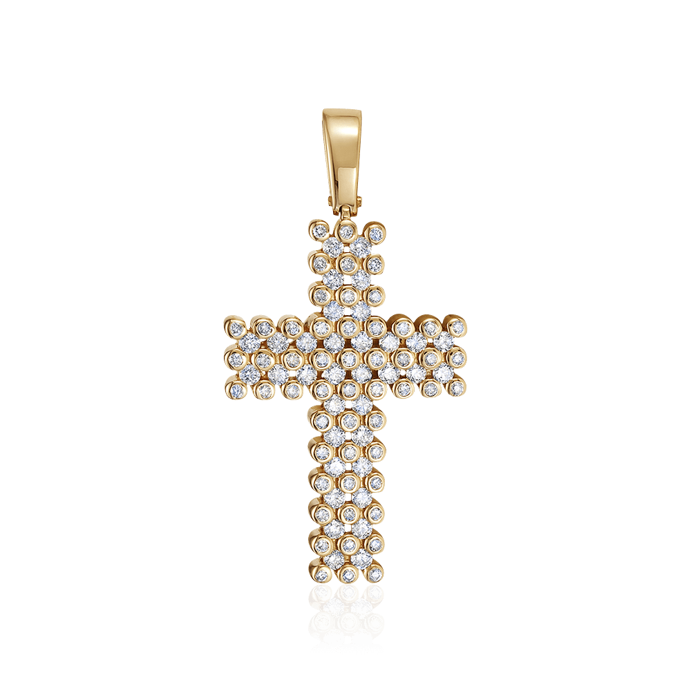 Крестик с бриллиантами из красного золота 585 пробы (арт. 100583)