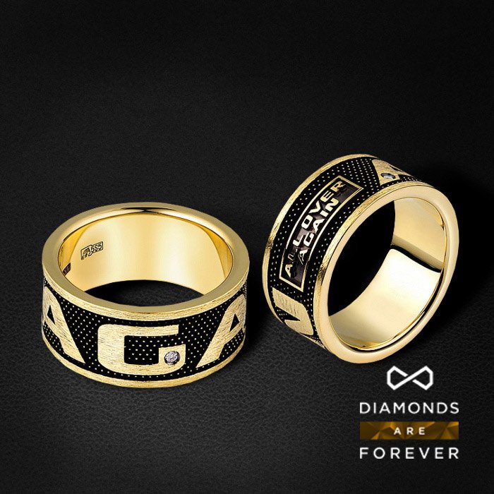 Мужское кольцо с бриллиантами из желтого золота 585 пробы (арт. 25595)
