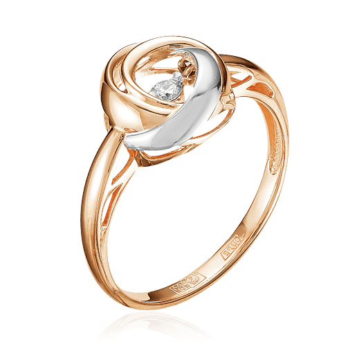 Кольцо с бриллиантами из комбинированного золота 585 (арт. 53010)