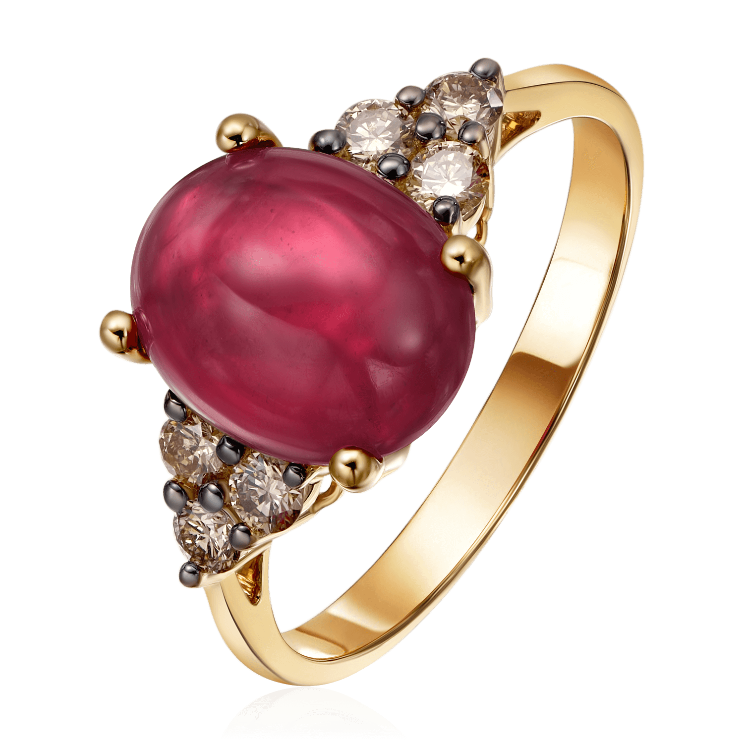 Кольцо с рубином, бриллиантами из желтого золота 585 пробы (арт. 97124)