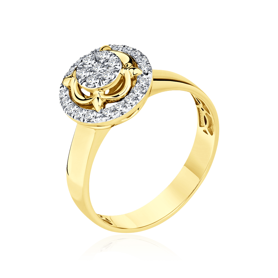 Кольцо с бриллиантами из комбинированного золота 585 пробы (арт. 102838)